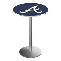 Holland Bar Stool 30" Round Atlanta Braves Counter Height Pub Table with Stainless Steel Round Base