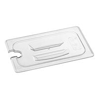 Choice 1/4 Size Clear Polycarbonate Food Pan Lid with Notch and Handle