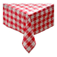 Marko Classic 52" x 52" Red Gingham Vinyl Table Cover with Flannel Back