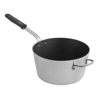 Vollrath Wear-Ever 7 Qt. Tapered Non-Stick Aluminum Sauce Pan with SteelCoat x3 and Black Silicone Handle 692370