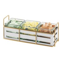 Cal-Mil Empire White / Gold Metal Jar Display with 3 Glass Jars - 12 1/2" x 5 1/2" x 4"