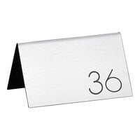 Cal-Mil 5" x 3" Silver / Black Number Table Tents - 26 to 50