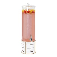 Cal-Mil Empire 3 Gallon Round Beverage Dispenser with Ice Chamber and White / Gold Metal Base 22631-3-15