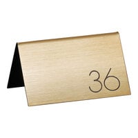 Cal-Mil 5" x 3" Gold / Black Number Table Tents - 26 to 50