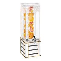 Cal-Mil Empire 3 Gallon Square Beverage Dispenser with Infusion Chamber and White / Gold Metal Base 22090-3INF-15