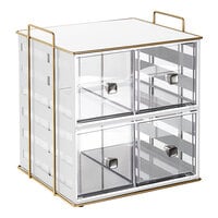Cal-Mil Empire 11 1/4" x 13" x 13 1/4" 2-Tier 4-Section White / Gold Metal Bread Display Case 22088-15