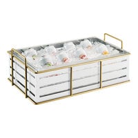 Cal-Mil Empire 22" x 13 1/2" x 6 3/4" White / Gold Metal Ice Housing with Clear Pan 22085-12-15