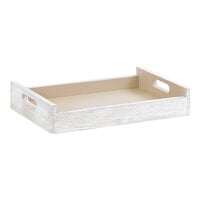 Cal-Mil Newport 17 1/4" x 12 1/2" x 3 1/4" White-Washed Pine Wood Room Service Tray 22454-1014-113