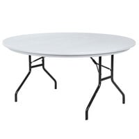 Correll Round Folding Table, 60" Tamper-Resistant Plastic, Gray