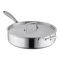 Eastern Tabletop 5914H 4 Qt. Hammered Stainless Steel Induction Pot with Lid  and Helper Handle