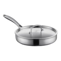 Vigor SS3 Series 3 Qt. Tri-Ply Stainless Steel Saute Pan with Cover