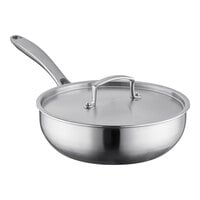 Vigor SS3 Series 3 Qt. Tri-Ply Stainless Steel Saucier Pan with Cover