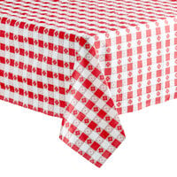 Hoffmaster 220670 54 inch x 108 inch Cellutex Red Gingham Tissue / Poly Paper Table Cover - 25/Case