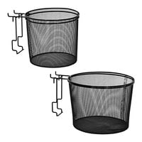 9" x 7 1/4" Black Multi-Purpose Round Mesh Basket for Slatwall Merchandisers