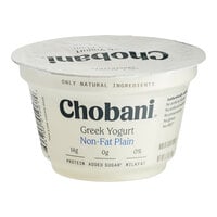 Chobani Non-Fat Plain Greek Yogurt 5.3 oz. - 12/Case