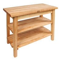 John Boos & Co. C3625-2S-N Classic Country 36" x 25" Natural Maple Work Table with 2 Undershelves