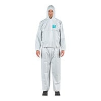 Ansell AlphaTec 68-2000 Model 219 White Microporous Polyethylene Jacket and Trouser Set with Hood