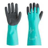 Ansell AlphaTec&#174; 58-735 13" Green / Gray Supported Ansell Grip&#8482; Technology Nitrile and Polymide Gloves - Pair - 6/Pack