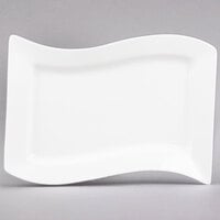 CAC MIA-14 Miami 13 1/2 inch x 8 7/8 inch Bone White Rectangular Porcelain Platter - 12/Case