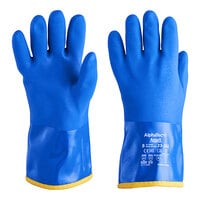 Ansell AlphaTec 23-202 12" Blue Supported Sandblast PVC Gloves with Cotton Liner