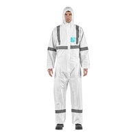 Ansell AlphaTec 68-2000 Model 113 White Microporous Polyethylene Enhanced Visibility Coverall with Hood