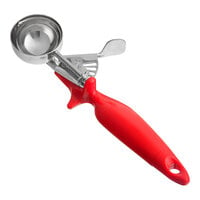 34868 Commercial-Grade Thumb Press Food Disher / Ice Cream Scoop, 18/8  Stainless Steel, 1.75 oz, Size 24, Red