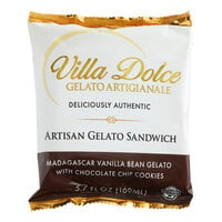 Villa Dolce Vanilla Bean Gelato Chocolate Chip Cookie Sandwich 5.7 oz. - 18/Case