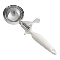 Restaurantware RWT0216 Met Lux #6 Disher Portion Scoop White Handle 4.66 oz 1 Count Box Measuring Cups, Stainless Steel