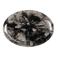 Cal-Mil Reactive 10 3/4" X 7 3/4" Black / Ivory Oval Melamine Platter
