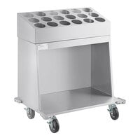 ServIt 32" Stainless Steel Flatware / Tray Cart with 18 Flatware Cylinder Capacity TSC-32