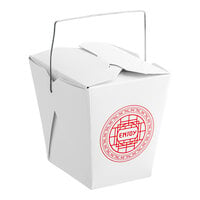 Emperor's Select 16 oz. Asian Paper Take-Out Container with Wire Handle - 50/Pack