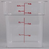 Cambro 4SFSCW135 4 Qt. Clear Square Polycarbonate Food Storage Container with Winter Rose Graduations