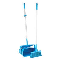 Remco 62503 14" Blue Lobby Broom with 37" Handle and Dustpan