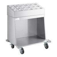 ServIt 32" Stainless Steel Flatware / Tray Cart with 18 Flatware Cylinders TSC-32K