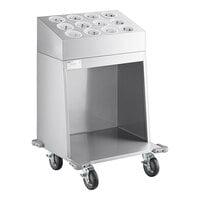 ServIt 24" Stainless Steel Flatware / Tray Cart with 12 Flatware Cylinders TSC-24K