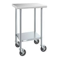 Steelton 24" x 24" 18 Gauge 430 Stainless Steel Work Table with Undershelf and Casters