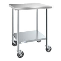Steelton 30" x 30" 18 Gauge 430 Stainless Steel Work Table with Undershelf and Casters