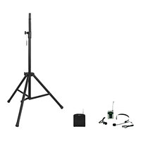AmpliVox Basic AirVox Bluetooth Wireless Portable PA System with Wireless Headset, Lapel Microphone, and Tripod - 50W