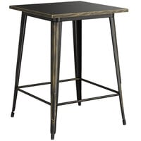 Lancaster Table & Seating Alloy Series 32" x 32" Distressed Gold Outdoor Bar Height Table