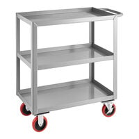 Lavex 30" x 18" x 35" Three Tray Shelf Steel Utility Cart - Fully Welded