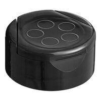 43/485 Black Flip and Sift Spice Lid with 5 Holes - 1400/Case