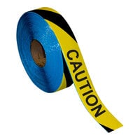 Superior Mark 2" x 100' Black / Yellow Striped "Caution" Safety Floor Tape