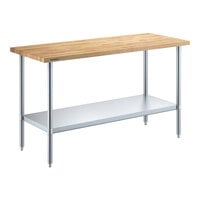 Regency 24" x 60" Wood Top Work Table with Galvanized Base and Adjustable Undershelf