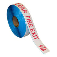Superior Mark 2" x 100' Red / White "Fire Exit" Safety Floor Tape