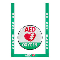 Superior Mark 24" x 36" Green / Red Rubber "Do Not Block AED Oxygen" Safety Floor Sign Kit
