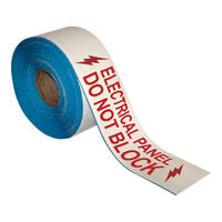 Superior Mark 4" x 100' White / Red "Electrical Panel Do Not Block" Safety Floor Tape