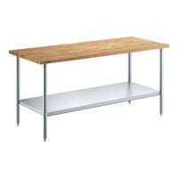 Regency 30" x 72" Wood Top Work Table with Galvanized Base and Adjustable Undershelf