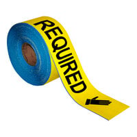 Superior Mark 4" x 100' Yellow / Black "Hand Protection Required" Safety Floor Tape