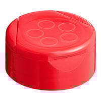 43/485 Red Flip and Sift Heat Induction-Lined Spice Lid with 5 Holes - 1,400/Case