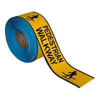 Superior Mark 4" x 100' Yellow / Black "Pedestrian Walkway" Safety Floor Tape